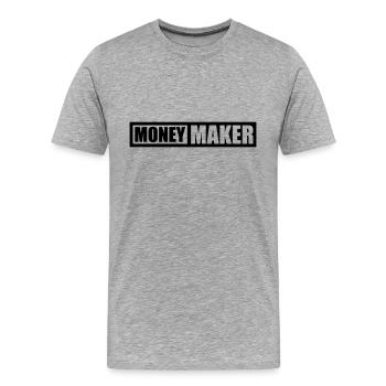 Logo Text Money Maker - Männer Premium Bio T-Shirt - Grau meliert - Vorne - Damien (186cm)