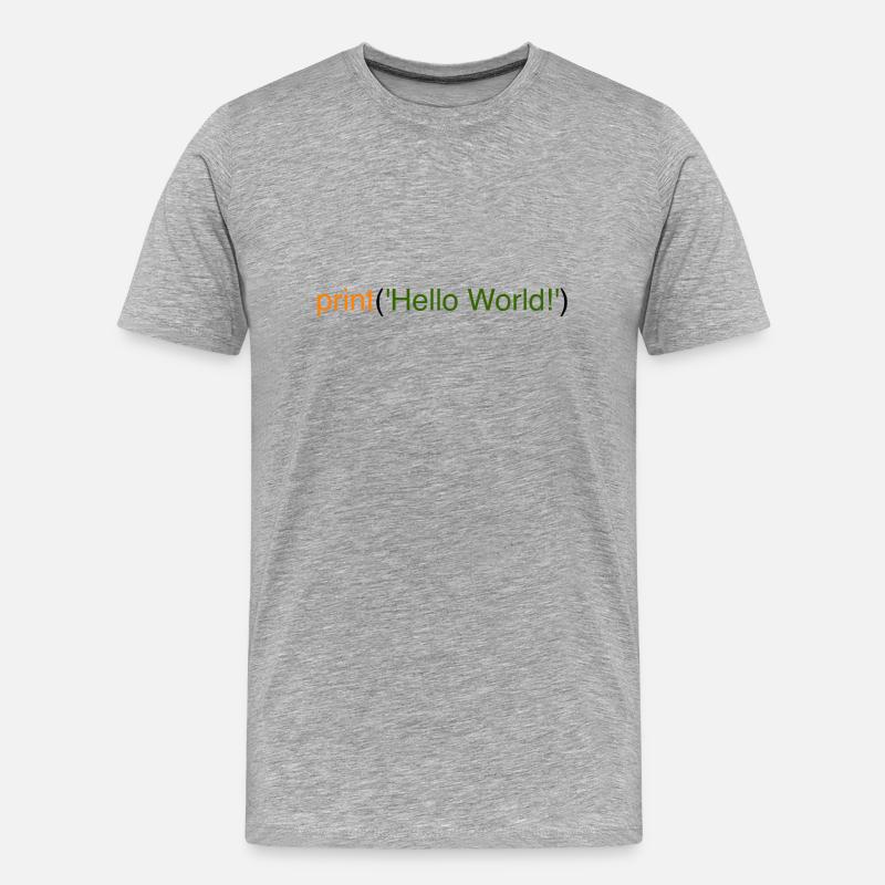Hello World Python - Men's Premium Organic T-Shirt - heather grey