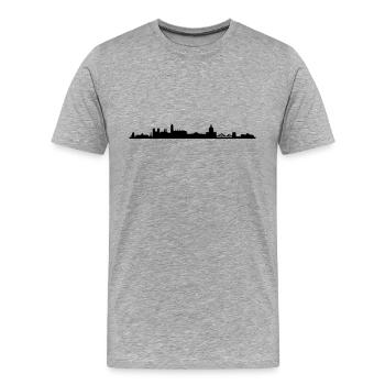 Skyline Lissabon - Männer Premium Bio T-Shirt - Grau meliert - Vorne - Damien (186cm)