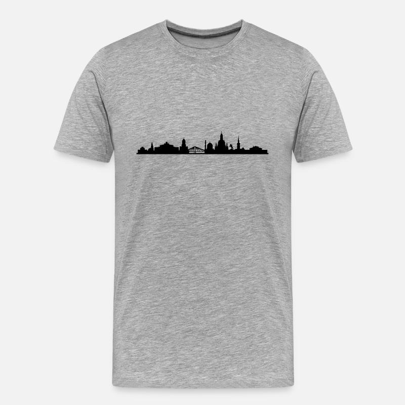 Skyline Dresden - Männer Premium Bio T-Shirt - Grau meliert