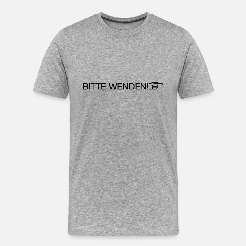 "bitte wenden" - Männer Premium Bio T-Shirt - Grau meliert