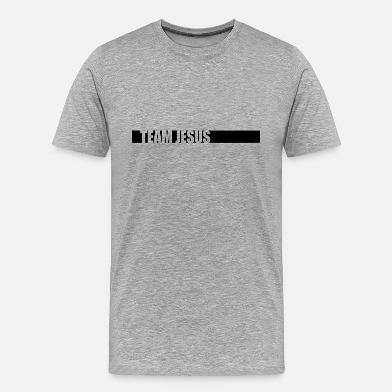 Balken Team Jesus - Männer Premium Bio T-Shirt - Grau meliert