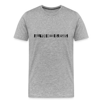 Strip Need Jesus - Men's Premium Organic T-Shirt - heather grey - Front - Damien (186cm)