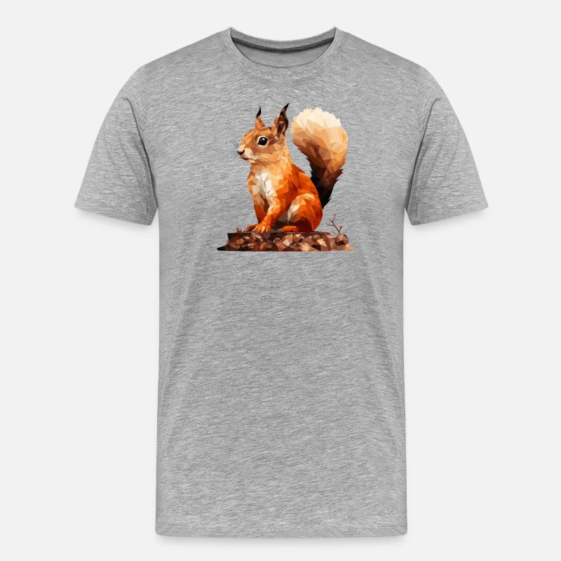 Eichhörnchen im Polygon Stil - Männer Premium Bio T-Shirt - Grau meliert