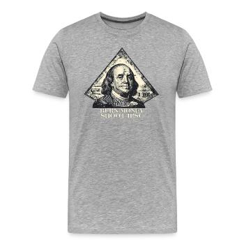 IPSC Burn Money Benjamin Franklin - Männer Premium Bio T-Shirt - Grau meliert - Vorne - Damien (186cm)