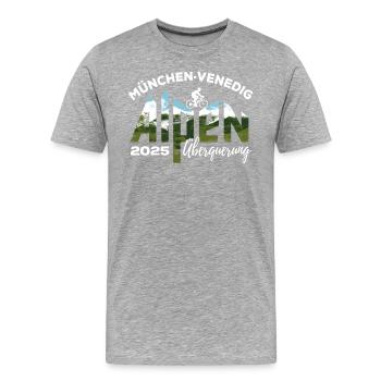 Alpenüberquerung 2025 München Venedig, Fahrrad - Männer Premium Bio T-Shirt - Grau meliert - Vorne - Damien (186cm)