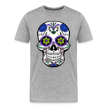mexikanischer Schädel - Männer Premium Bio T-Shirt - Grau meliert - Vorne - Damien (186cm)