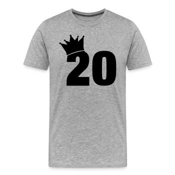 20_krone_f1 - Männer Premium Bio T-Shirt - Grau meliert - Vorne - Damien (186cm)
