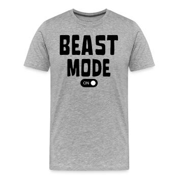 BEAST MODE ON SPORT MUSCLE SALLE MOTIVATION - T-shirt bio Premium Homme - gris chiné - Devant - Damien (186cm)
