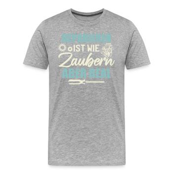 Motor Zylinder Automechaniker Auto - Männer Premium Bio T-Shirt - Grau meliert - Vorne - Damien (186cm)