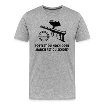 Paintball Airsoft - T-shirt bio Premium Homme - gris chiné - Devant - Damien (186cm)