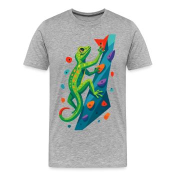 Cadeau de lézard grimpeur de gecko escaladeur de bloc - T-shirt bio Premium Homme - gris chiné - Devant - Damien (186cm)
