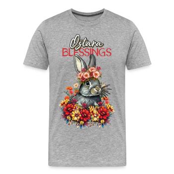 Bénédictions d’Ostara Joyeuses Pâques Ostara - T-shirt bio Premium Homme - gris chiné - Devant - Damien (186cm)