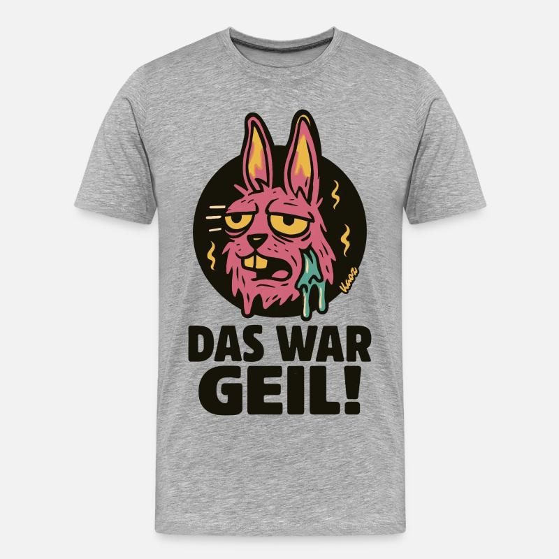 Pinker Hase Graffiti: Das War Geil - Männer Premium Bio T-Shirt - Grau meliert