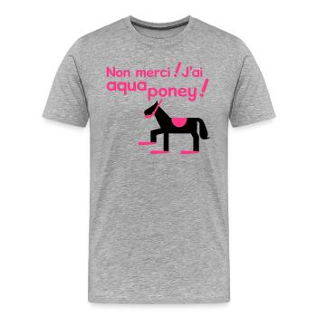 Aqua Poney - T-shirt bio Premium Homme - gris chiné - Devant - Damien (186cm)
