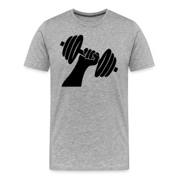 Dumbbell Weights - Men's Premium Organic T-Shirt - heather grey - Front - Damien (186cm)