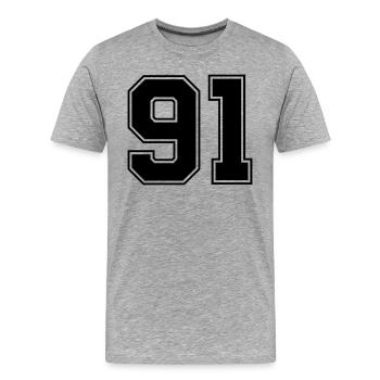 91 - Männer Premium Bio T-Shirt - Grau meliert - Vorne - Damien (186cm)