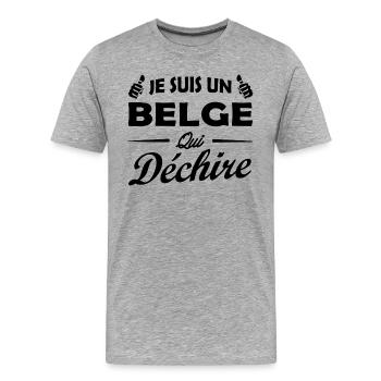 je suis un belge qui déchire / cadeau humour belge - T-shirt bio Premium Homme - gris chiné - Devant - Damien (186cm)