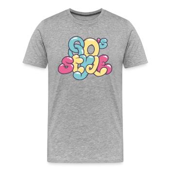 80's style - T-shirt bio Premium Homme - gris chiné - Devant - Damien (186cm)