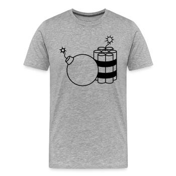 kugel rund brennt angezuendet rund kugel kreis tex - Männer Premium Bio T-Shirt - Grau meliert - Vorne - Damien (186cm)