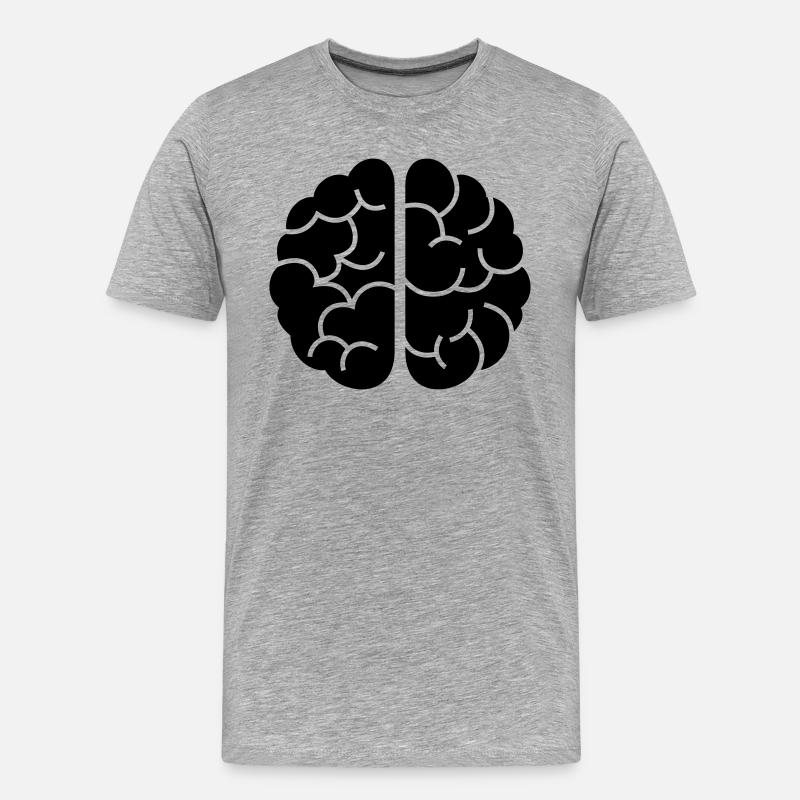 Brain - Männer Premium Bio T-Shirt - Grau meliert