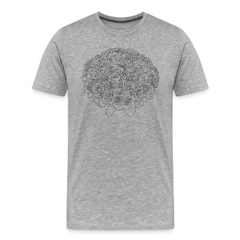 Illustration Fleurs Rose - T-shirt bio Premium Homme - gris chiné - Devant - Damien (186cm)