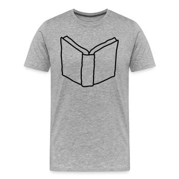 Bande dessinée roman ouvert - T-shirt bio Premium Homme - gris chiné - Devant - Damien (186cm)