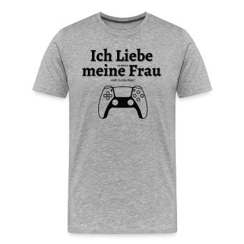 Ich liebe meine Frau - Männer Premium Bio T-Shirt - Grau meliert - Vorne - Damien (186cm)