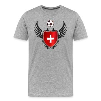 Football Suisse (manteau des bras et ailes) - T-shirt bio Premium Homme - gris chiné - Devant - Damien (186cm)
