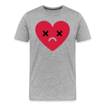 trauriges Herz emoji - Männer Premium Bio T-Shirt - Grau meliert - Vorne - Damien (186cm)