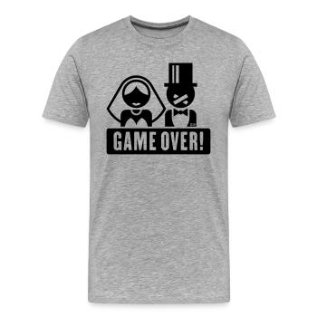 Game Over! (Fiancé / Marié / Mariage / Pansement) - T-shirt bio Premium Homme - gris chiné - Devant - Damien (186cm)