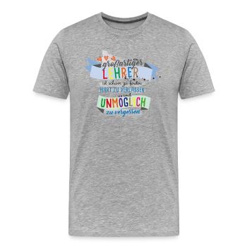 Großartiger Lehrer - Männer Premium Bio T-Shirt - Grau meliert - Vorne - Damien (186cm)
