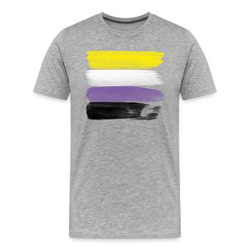Non-Binary Pride Strokes - Männer Premium Bio T-Shirt - Grau meliert - Vorne - Damien (186cm)