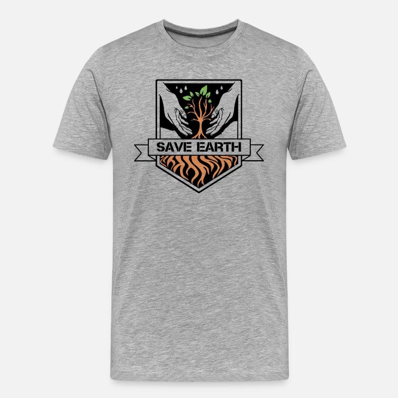 Save earth - Männer Premium Bio T-Shirt - Grau meliert