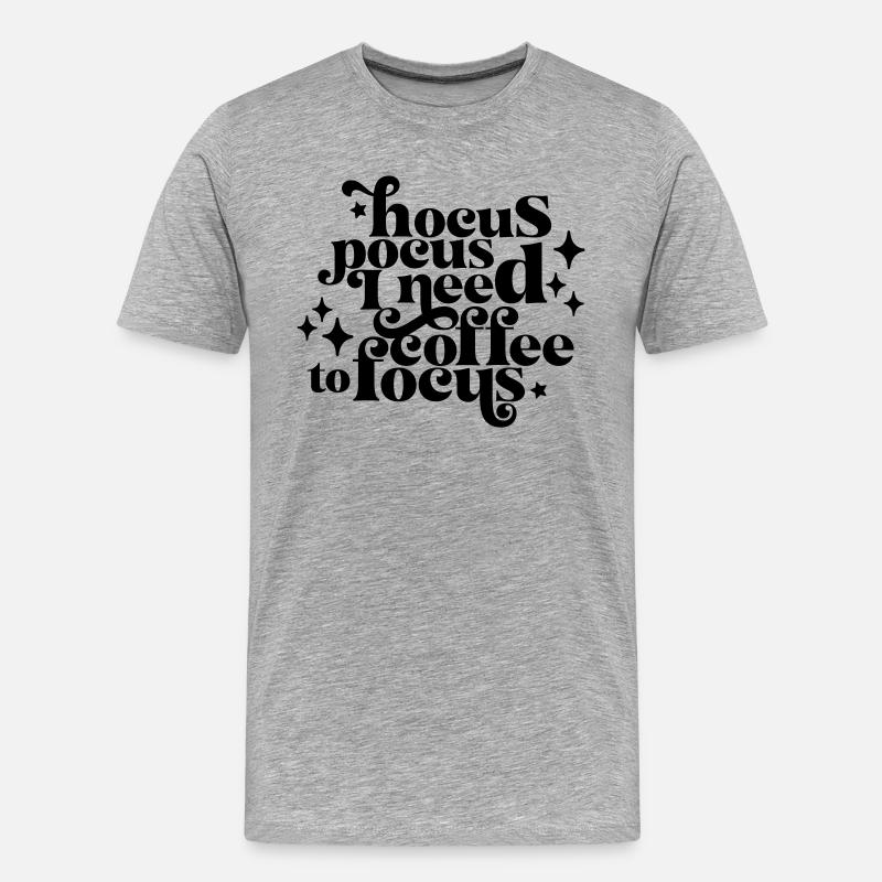 HocusPocusIneedCoffeetoFocus - Männer Premium Bio T-Shirt - Grau meliert