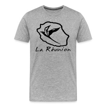 Paille en queue La Réunion - T-shirt bio Premium Homme - gris chiné - Devant - Damien (186cm)