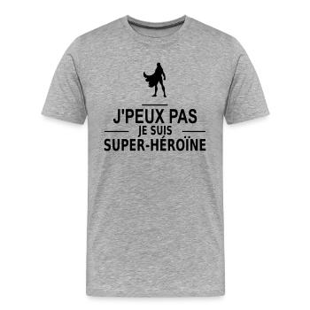 j'peux pas je suis super-héroine - T-shirt bio Premium Homme - gris chiné - Devant - Damien (186cm)