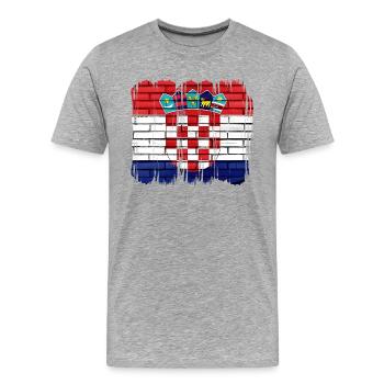 Kroatien hrvatska kroatien hrv hr zagreb geteilte Flagge - Männer Premium Bio T-Shirt - Grau meliert - Vorne - Damien (186cm)
