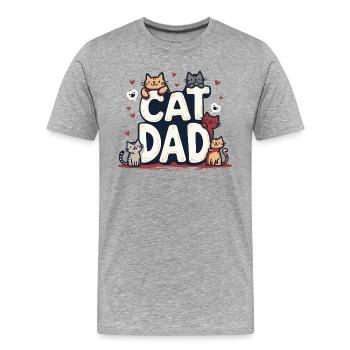 CHAT DAD - T-shirt bio Premium Homme - gris chiné - Devant - Damien (186cm)