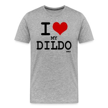 i love my dildo by wam - T-shirt bio Premium Homme - gris chiné - Devant - Damien (186cm)