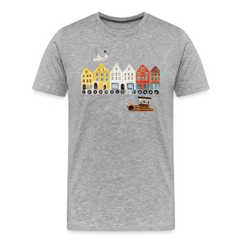 Bergen Norwegen - Männer Premium Bio T-Shirt - Grau meliert - Vorne - Damien (186cm)