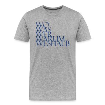 Fragen über Fragen - Männer Premium Bio T-Shirt - Grau meliert - Vorne - Damien (186cm)