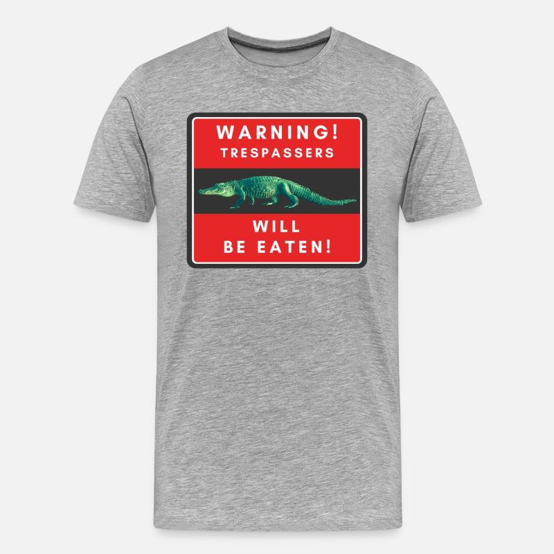 Warnung Eindringlinge werden gegessen - Männer Premium Bio T-Shirt - Grau meliert