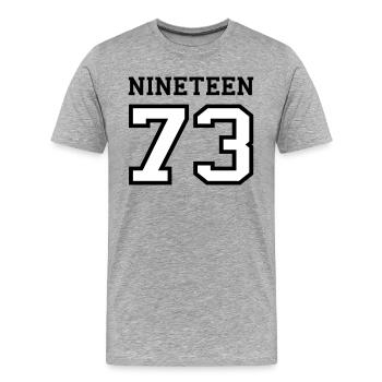 1973 - Men's Premium Organic T-Shirt - heather grey - Front - Damien (186cm)