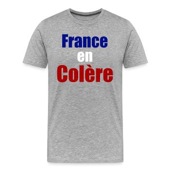 France en colère - T-shirt bio Premium Homme - gris chiné - Devant - Damien (186cm)