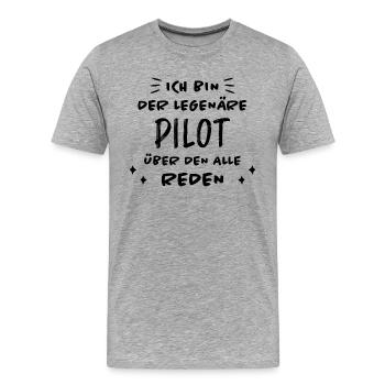 Pilot Lustige Spruch Flug Flugsport Pilot Geschenk - Männer Premium Bio T-Shirt - Grau meliert - Vorne - Damien (186cm)