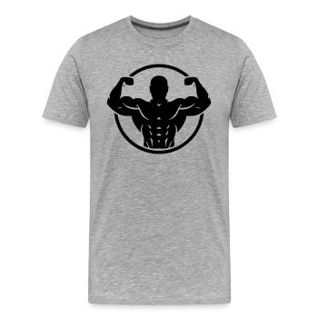 Logo de culturisme - T-shirt bio Premium Homme - gris chiné - Devant - Damien (186cm)