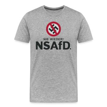 NIE WIEDER DIKTAUR, FCK AFD - Männer Premium Bio T-Shirt - Grau meliert - Vorne - Damien (186cm)
