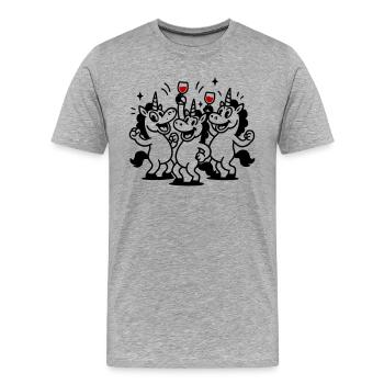 Équipe des célébrations de la licorne - T-shirt bio Premium Homme - gris chiné - Devant - Damien (186cm)