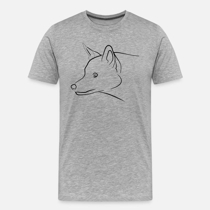 Fuchs Grafik schwarz - Männer Premium Bio T-Shirt - Grau meliert